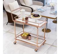 Carrello per Alimenti con Ruote Carrello A 2 Livelli per Vino Birra tè caffè Cibo Dessert Carrello Mobile di Stoccaggio con Ruote E Maniglia Carrello Multifunzione, Pink+White Shelves