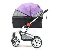 Carrello per animali domestici a 4 ruote, carrelli da viaggio per cani e gatti Passeggino antiurto, pieghevole con un clic, installazione rapida, per animali di piccola taglia (viola)