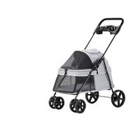 Carrello per animali domestici Carrello for animali domestici Leggero pieghevole a quattro ruote Passeggino for cani di piccola scala Camminare Viaggiare Fare shopping Trasporto Cat (Color : Gray)