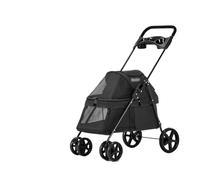 Carrello per animali domestici Carrello for animali domestici Leggero pieghevole a quattro ruote Passeggino for cani di piccola scala Camminare Viaggiare Fare shopping Trasporto Cat (Color : Black)