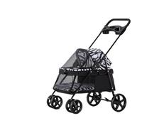 Carrello per animali domestici Carrello for animali domestici Leggero pieghevole a quattro ruote Passeggino for cani di piccola scala Camminare Viaggiare Fare shopping Trasporto Cat (Color : A)