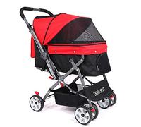 Carrello per animali domestici Carrello per cani Passeggino per animali domestici Carrozzina pieghevole a 4 ruote per cani gatti, ruota anteriore con rotazione a 360° pieghevole rapidamente e res