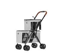 Carrello per animali domestici Passeggino for animali domestici Doppio strato adatto a due cani da compagnia Gatti Carrello pieghevole Passeggino for cani traspirante Carrello for animali domestici (