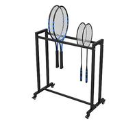 Carrello per Attrezzature Sportive 2 in 1 con Ruote bloccabili, Organizer Resistente per 10-15 Racchette da Tennis/Badminton e Palline Sportive, Supporto in Acciaio per Tutte Le età, per Palestra e