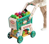 Carrello per bambini - carrello per la drogheria giocattolo per il gioco finto | Flessibile con manico e ruote, accessorio per la cucina educativa con cibo finto per ragazzi, ragazze, bambini, complea