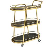 Carrello per bevande a 2/3 livelli di grande capacità, nero e ferro forgiato, carrello da portata con ruote dei freni, elegante mobile da bar per la casa, perfetto per intrattenimento e ristorazione