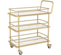 Carrello per bevande a 3 livelli con ruote bloccabili, scaffale multiuso in legno e metallo, perfetto per casa e feste