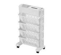 Carrello per biblioteca portatile a cinque ripiani, organizer multi-ripiano rimovibile, robuste ruote per libreria, versatile unità portaoggetti per studio, documenti, dormitorio e sala lettura