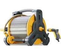 Carrello per bobina per tubi da giardino - Tusino d'acqua montatori a parete con ugello spray per tubo, sistema di irrigazione portatile esterna