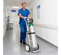 Carrello per bombole di ossigeno, carrello per bombole di ossigeno singole in lega leggera di alluminio, per applicazioni mediche/magazzini/laboratori/fabbriche/scuole(Diameter 15.8cm/6.2in)