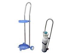 Carrello per bombole di ossigeno, robusto carrello portabombole in acciaio inox, per bombole di gas singole, con anello di fissaggio/ruote in gomma, per magazzino(Diameter 16cm/6.3in)