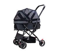 Carrello per cani di lusso Passeggino per animali domestici Passeggini per cani pieghevoli per carrozzina da viaggio di taglia piccola e media con ruote Porta cane portatile Carrozzina Tettuccio reg