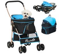 Carrello per cani pieghevole Pawhut 3 in 1 con carro staccabile blu