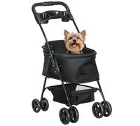 Carrello per cani pieghevole Pawhut con cestino portaoggetti 67X45X96 cm Nero