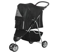 Carrello per cani pieghevole Pawhut con cestino portaoggetti 75X45X97 cm Nero