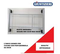 CARRELLO PER CUCINA CON PORTABOMBOLA DA 90CM REGOLABILE ARTIGIANALE BIANCO