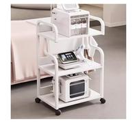 Carrello per estetista con ruote, carrello mobile per salone di bellezza, 3 ripiani, per estetista, salone di bellezza (bianco)
