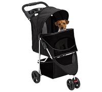 Carrello per gatti con ruote, pieghevole, nero, 80 x 46 x 98 cm, tessuto Oxford per cani di piccola taglia, gatti