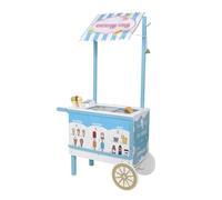 Carrello per ghiaccio in legno per bambini da 3 a 8 anni, giocattolo per hamburger, con cassetti, campanella, ghiaccio sul gambo, hamburger, panini, ecc.