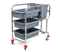 Carrello per hotel in acciaio inossidabile a doppio strato, resistente all'usura, con design curvo, facile da manovrare, per hotel, ristoranti e servizi di ristorazione