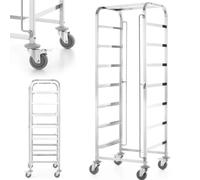 HENDI Carrello da trasporto per cestelli lavastoviglie, trolley, 7 livelli per cestelli 500x500 mm intercalati a 200 mm, 4 ruote, 2 con freno, carico massimo 100 kg, 615x560x(H)1700 mm, acciaio inox