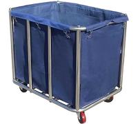 Carrello per la biancheria, grande commerciale, in acciaio inox, con ruote, per la casa, hotel, 400 l, 120 kg, 90 x 65 x 80 cm (blu)