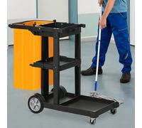Carrello per la pulizia HOMCOM con ruote per borse e 3 ripiani 121x50,5x96,5 cm blu
