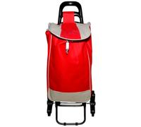 Carrello per la spesa 3 ruote girevoli saliscale - Trolley portaspesa pieghevole 42 L con borsa chiusura a strappo e coulisse- Borsa removibile (ROSSO)