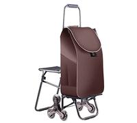 Carrello per la spesa a 6 ruote con sedile pieghevole portatile con borsa impermeabile, design adatto alle scale, capacità 35 l, ideale per generi alimentari e commissioni
