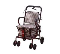 Carrello per la Spesa, Carrello Pieghevole per Anziani con Sedile, deambulatore per Anziani, Adatto ad Altezze Inferiori a 158 cm, carico 100 kg, It's so Kind of You, Rosso Vino