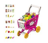 Carrello per la spesa giocattolo con musica + 41 accessori - include cibo, denaro giocattolo e suono - giocattolo educativo per bambini e ragazze + 3 anni rosa