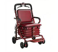 Carrello per la spesa multifunzionale con sedile, leggero e pieghevole, con ruote resistenti, comodo sedile e spazio per fare shopping, campeggio e attività all'aperto