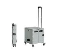 Carrello per la spesa pieghevole a 360° con 4 ruote e manico telescopico per un facile trasporto, ideale per insegnanti, campeggio e spesa (bianco, taglia S)