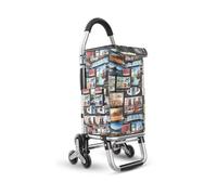 Carrello per la spesa pieghevole con 6 ruote, 36 l, grande capacità, leggero, per salire le scale, colore: rosso