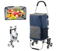 Carrello per la spesa pieghevole con fodera termica isolata a 6 ruote, per salire le scale, impermeabile, colore: blu, perfetto per fare acquisti e uso all'aperto