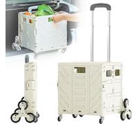 Carrello per la spesa pieghevole con ruote a 360° e maniglia EasyGrip per viaggi, campeggio, generi alimentari e soluzioni di stoccaggio