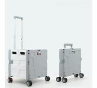 Carrello per la spesa pieghevole, con ruote silenziose e manico regolabile, cassetta portautensili portatile per shopping, giardino, campeggio (bianco sporco, taglia M)