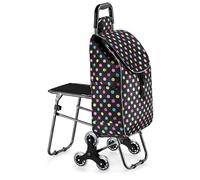 Carrello per la spesa pieghevole con sedile - Carrello portatile con ruote per una facile conservazione - Carrello per salire le scale (stile 10) - ideale per generi alimentari e uso esterno