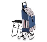 Carrello per la spesa pieghevole con sedile - Carrello portatile con ruote per una facile conservazione - Carrello per la spesa per salire le scale (stile 16) - Leggero e design