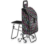 Carrello per la spesa pieghevole con sedile - Carrello portatile con ruote per una facile conservazione - Carrello per salire le scale (stile 12) - Leggero e utile per la spesa