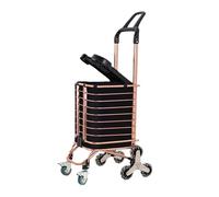 Carrello per la spesa pieghevole in alluminio leggero con borsa e ruote, capacità 60 l, design per salire le scale, perfetto per campeggio e avventure all'aperto