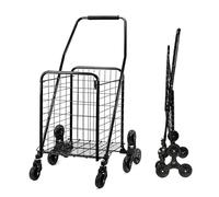 Carrello per la spesa pieghevole Jumbo con ruote girevoli a 360°, per lavanderia, spesa, bagagli, capacità 220 kg, design con ruota per salire le scale