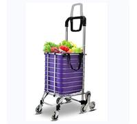 Carrello per la spesa pieghevole leggero con ruote per salire le scale e la spesa, con struttura in acciaio inox, colore viola, ideale per un facile trasporto e shopping
