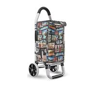 Carrello per la spesa pieghevole leggero, telaio in lega di alluminio, capacità 36 l, borsa impermeabile staccabile, carrello portatile con ruote in cristallo liscio, ideale per acquisti e generi