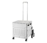 Carrello per la spesa portatile, regolabile, 3 altezze, pieghevole, ideale per generi alimentari, libri, strumenti, forniture artistiche, colore grigio