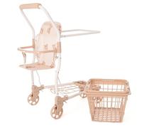 Carrello per la spesa Roma per bambole per bambini - 67 cm, carrello per la spesa per il gioco di ruolo con cestino rimovibile, sedile per bambola o orsacchiotto, telaio in metallo leggero, ruote