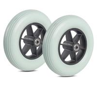 carrello per la spesa ruote in plastica Set di 2 ruote anteriori for sedia a rotelle da 8 pollici, pneumatico in poliuretano solido grigio, cuscinetto in metallo silenzioso, mozzo ruota in plastica AB