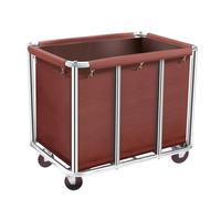 Carrello per lavanderia commerciale, 400 l, grande, in acciaio pesante, resistente e inodore, con ruote e fodera in tela rimovibile, per Lndustrial/casa (colore marrone)