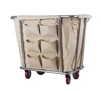 Carrello Per Lavanderia Commerciale Con Struttura In Acciaio Inossidabile Resistente E Sacchi Rimovibili, Capacità 400 Litri, Carrello Per Pulizie Con Ruote Per Servizi Alberghieri, Marrone, B, Beige