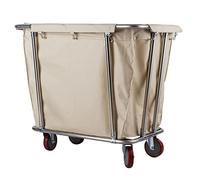 Carrello Per Lavanderia Commerciale Con Struttura In Acciaio Inossidabile Resistente E Sacchi Rimovibili, Capacità 400 Litri, Carrello Per Pulizie Con Ruote Per Servizi Alberghieri, Marrone, B, Beige